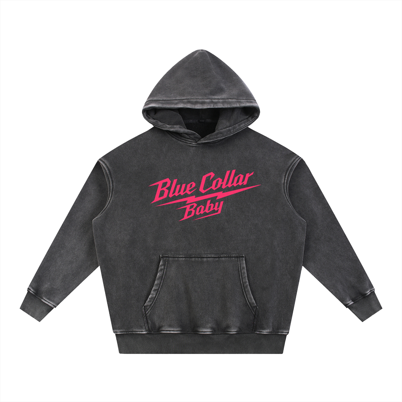 Blue Collar Baby Washed Oversize Hoodie in Black